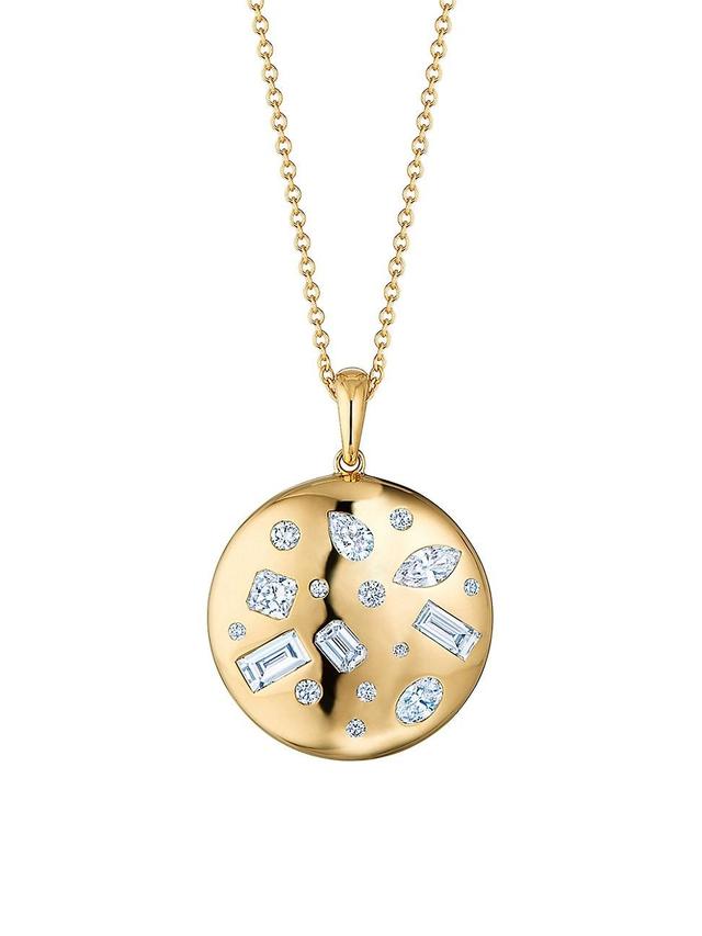 Womens 18K Yellow Gold & Diamond Pendant Necklace Product Image