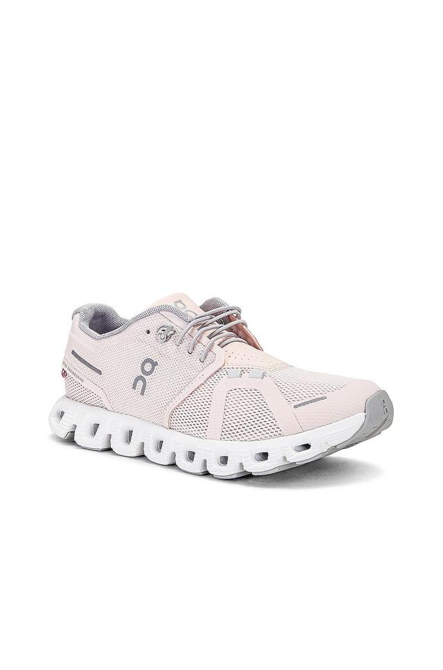 On Cloud 5 Sneaker in Shell & White - Blush. Size 6 (also in 5.5, 6.5, 7.5). Product Image