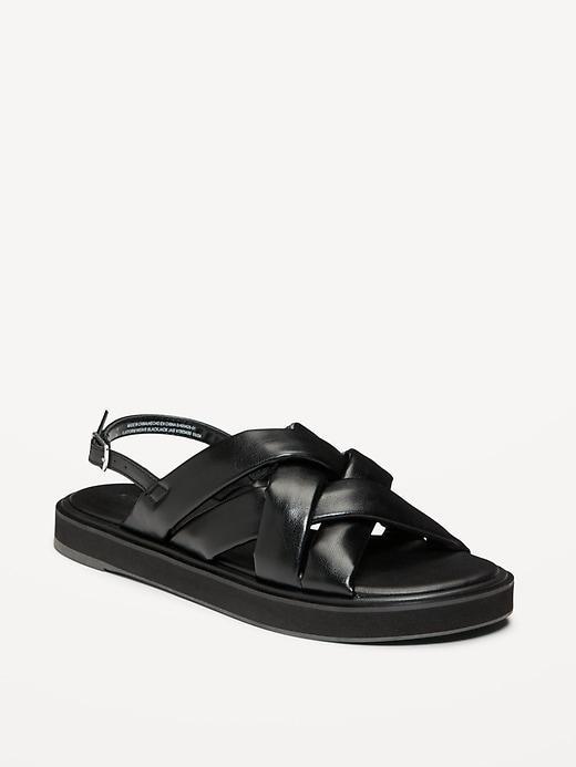 Puffy Cross-Strap Flatform Sandals Product Image