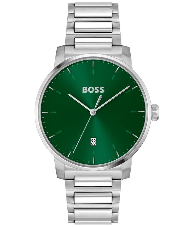 Hugo Boss Mens Dean Quartz Basic Calendar Silver-Tone Stainless Steel Watch 41mm Product Image