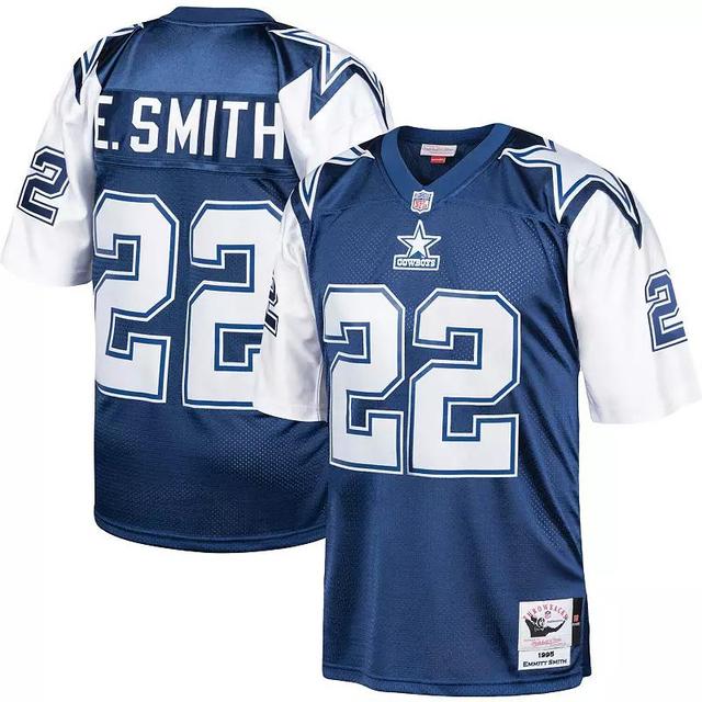 Mens Mitchell & Ness Emmitt Smith /White Dallas Cowboys 1995 Authentic Retired Player Jersey Blue Product Image