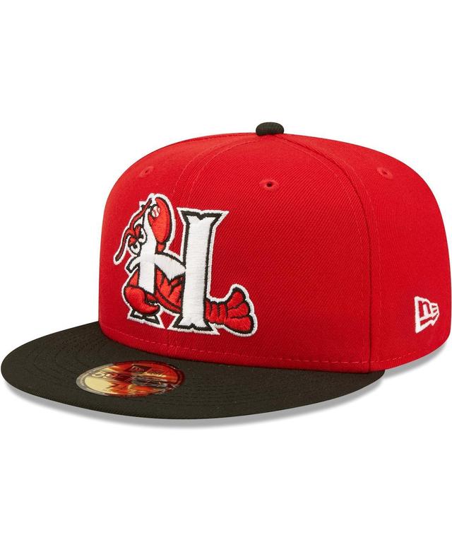 Mens New Era Red Hickory Crawdads Authentic Collection Team Home 59FIFTY Fitted Hat Product Image