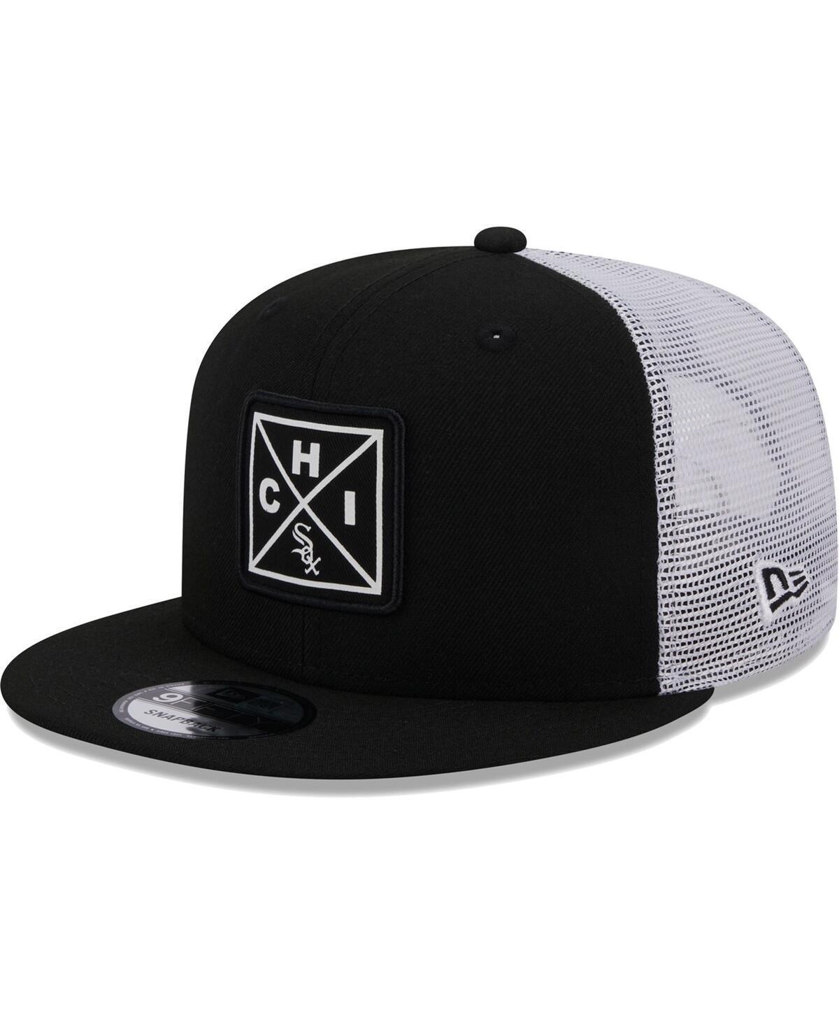 Mens New Era Black Chicago White Sox Vert Squared Trucker 9FIFTY Hat Product Image