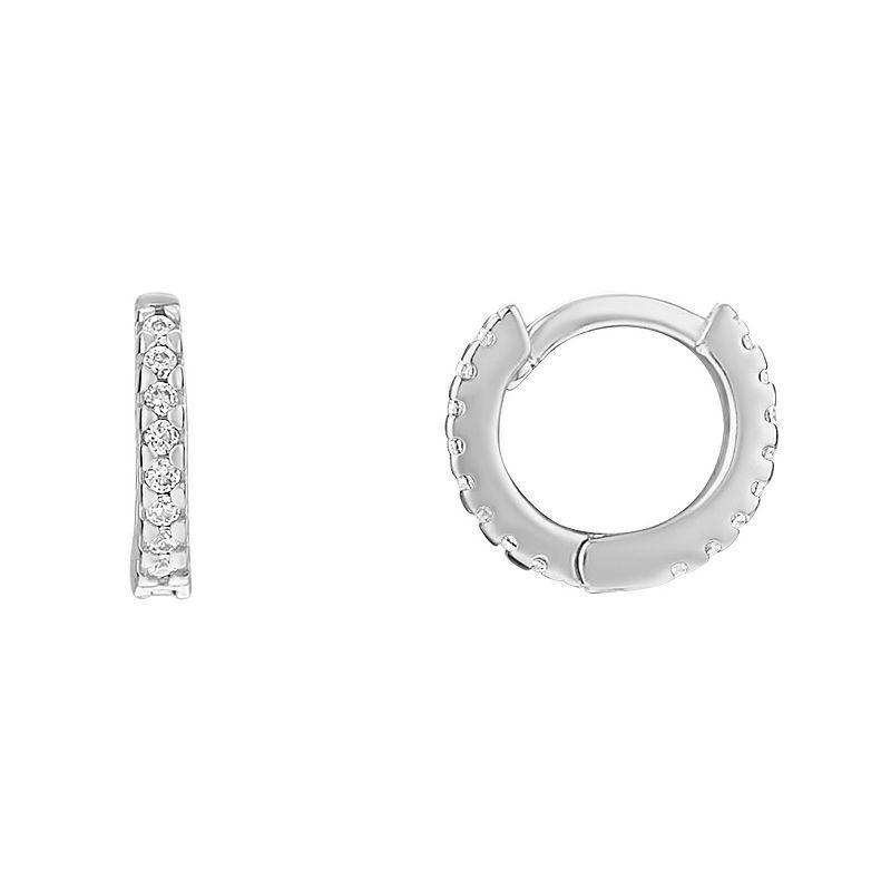 PRIMROSE Sterling Silver Cubic Zirconia Huggie Hoop Earrings, Womens Product Image