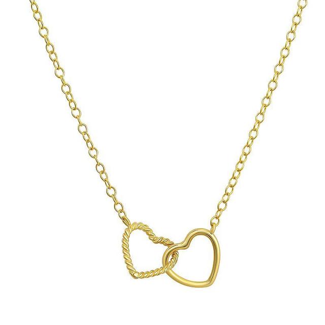 Forever 14K 14k Gold Polished Interlocking Double Open Heart Necklace, Womens Product Image