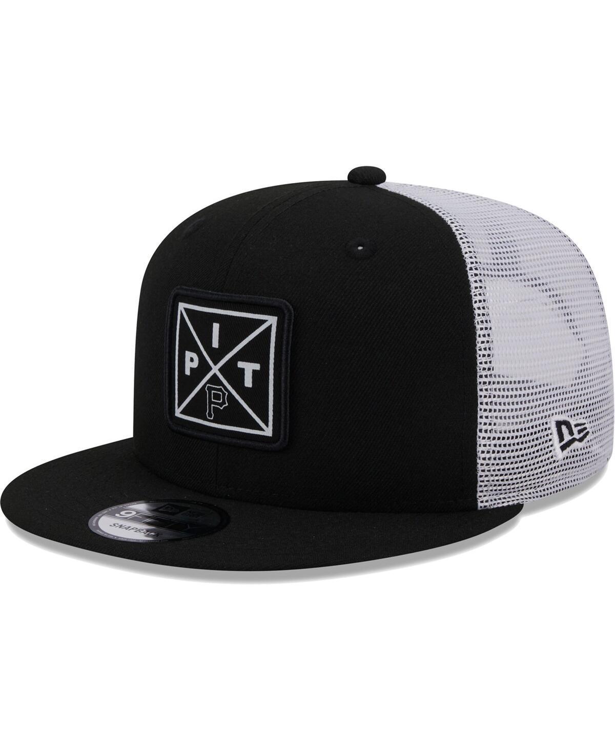 Men's New Era Black Pittsburgh Pirates Vert Squared Trucker 9FIFTY Snapback Hat Product Image