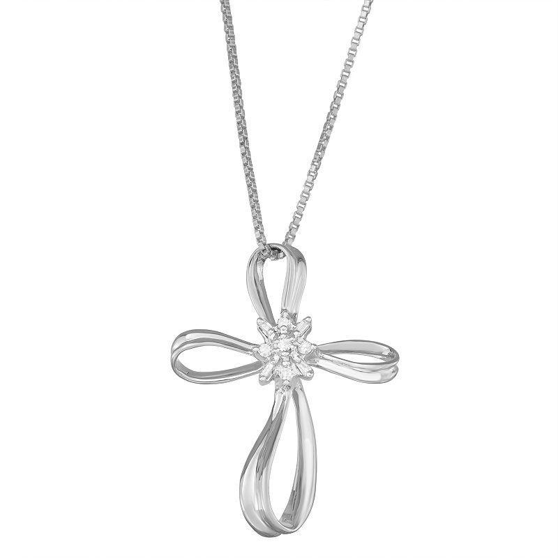 1/10 Carat T.W. Diamond Cross Pendant, Womens Sterling Silver Product Image