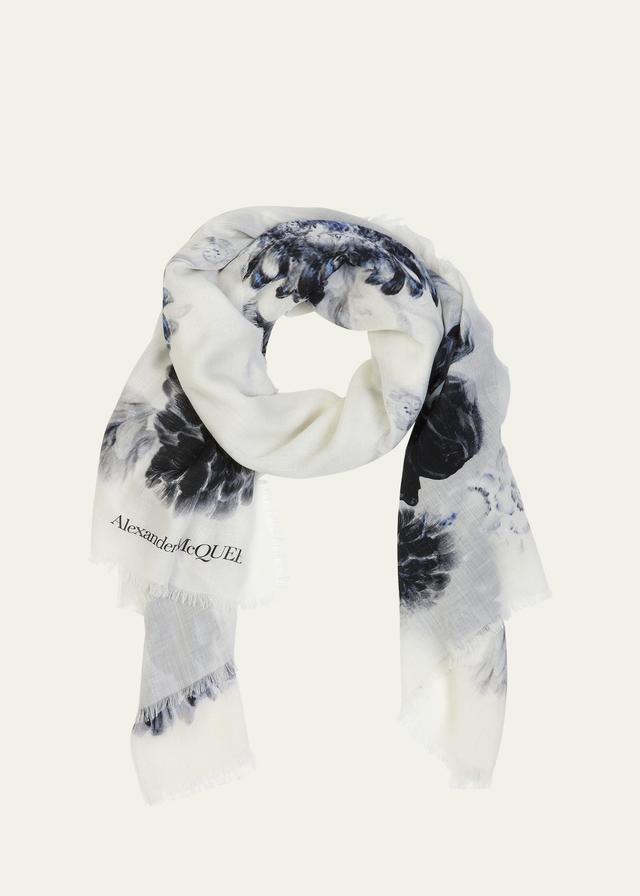 Womens Floral Cashmere Scarf Product Image