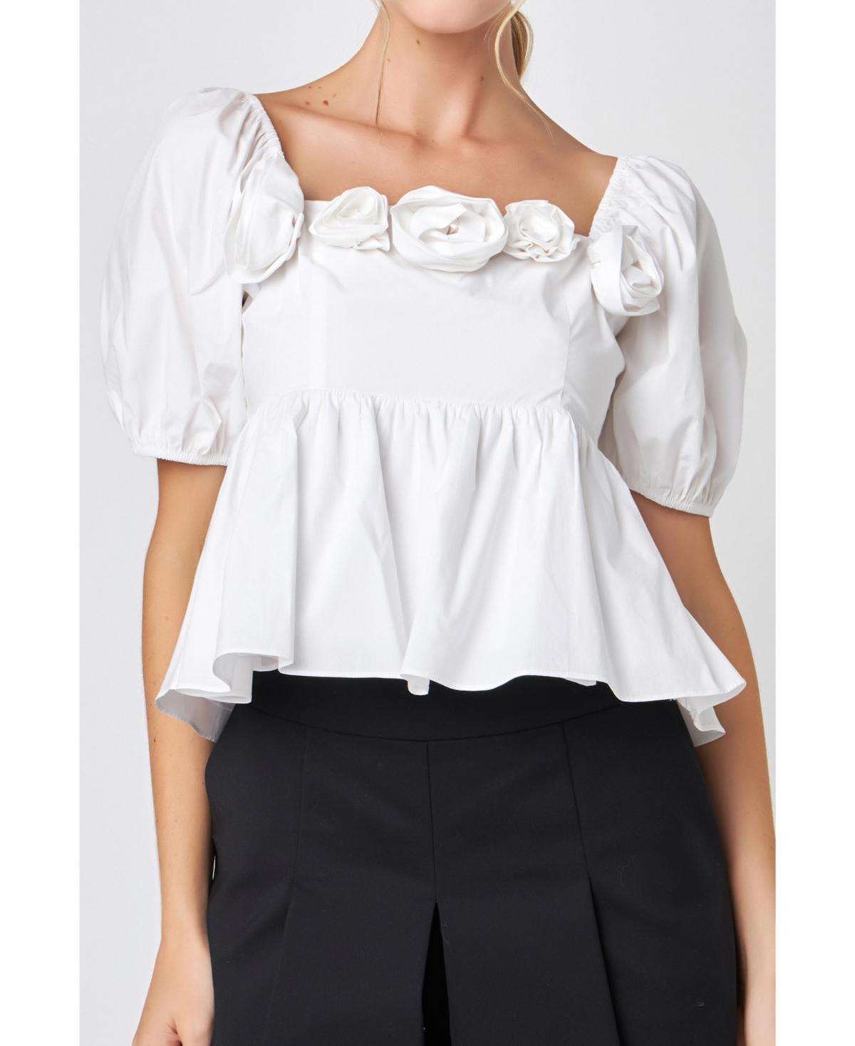 English Factory Corsage Detail Cotton Poplin Top product image