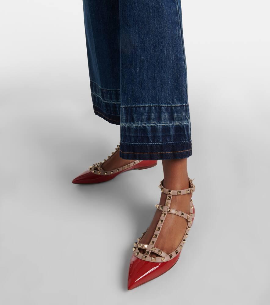 Rockstud Patent Leather Ballet Flats In Red Product Image