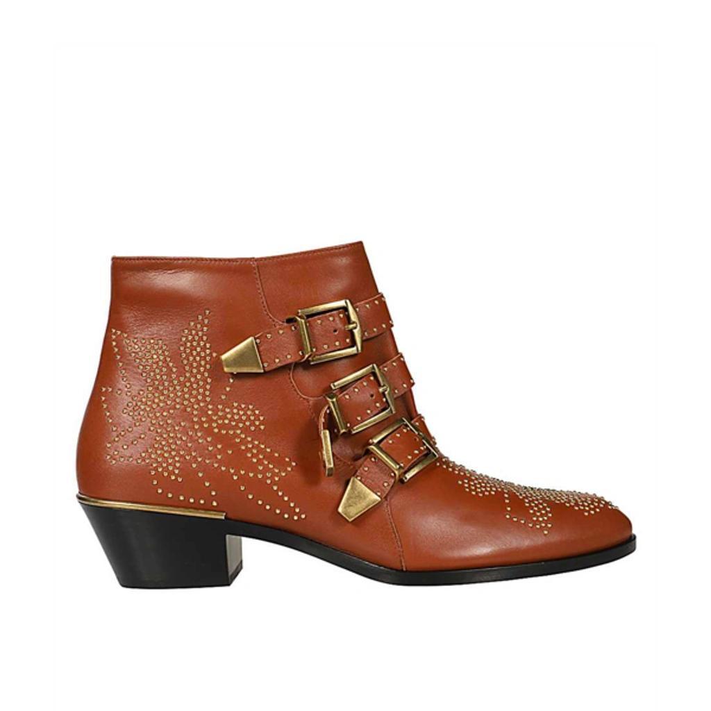 Leather Cowboy Punk Boots In Brown product image