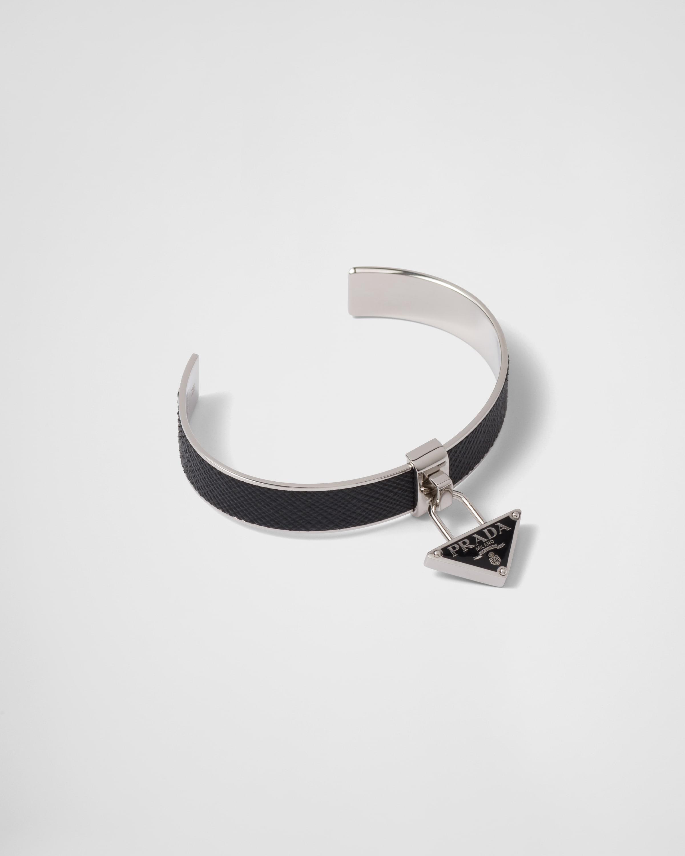 Metal and Saffiano leather bracelet Product Image