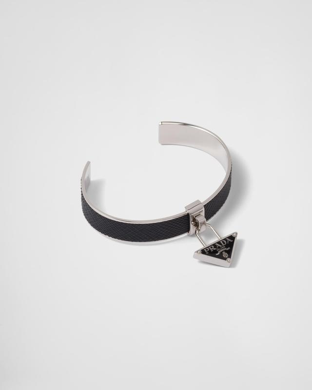 Metal and Saffiano leather bracelet Product Image