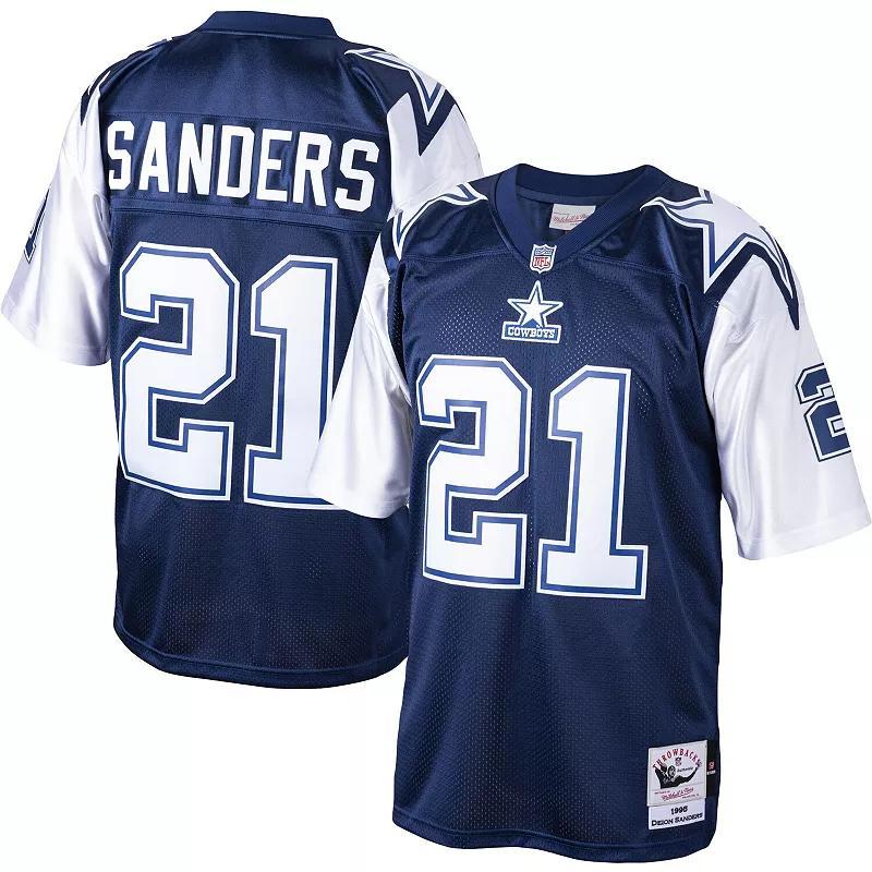 Mens Mitchell & Ness Deion Sanders /White Dallas Cowboys 1995 Authentic Retired Player Jersey Blue Product Image