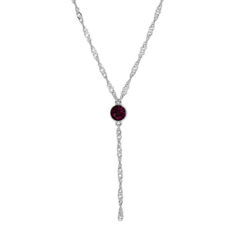 1928 Silver Tone Crystal Chain Y-Necklace, Womens, Purple Product Image