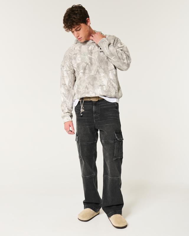 Washed Black Baggy Cargo Jeans Product Image