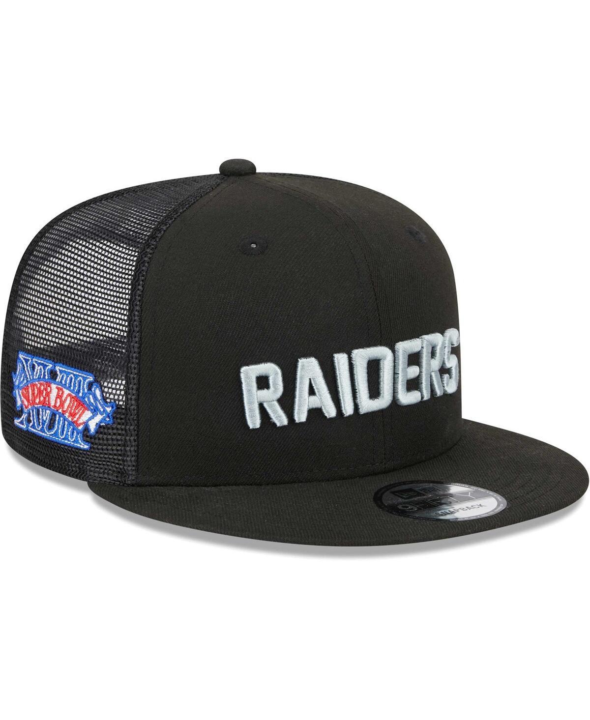 Mens New Era Black Las Vegas Raiders Stacked Trucker 9FIFTY Snapback Hat Product Image