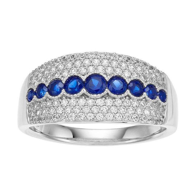 Sterling Silver Lab-Created Gemstone & Lab-Created White Sapphire Ring, Womens Created Blue Blue Product Image