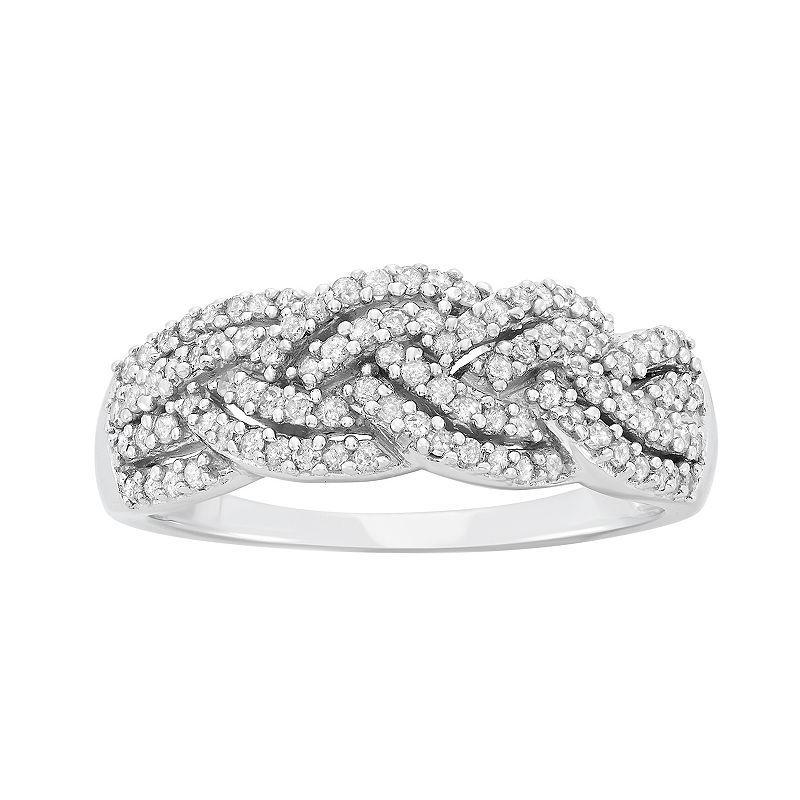 10k White Gold 1/2 Carat T.W. Diamond Band Ring, Womens Product Image