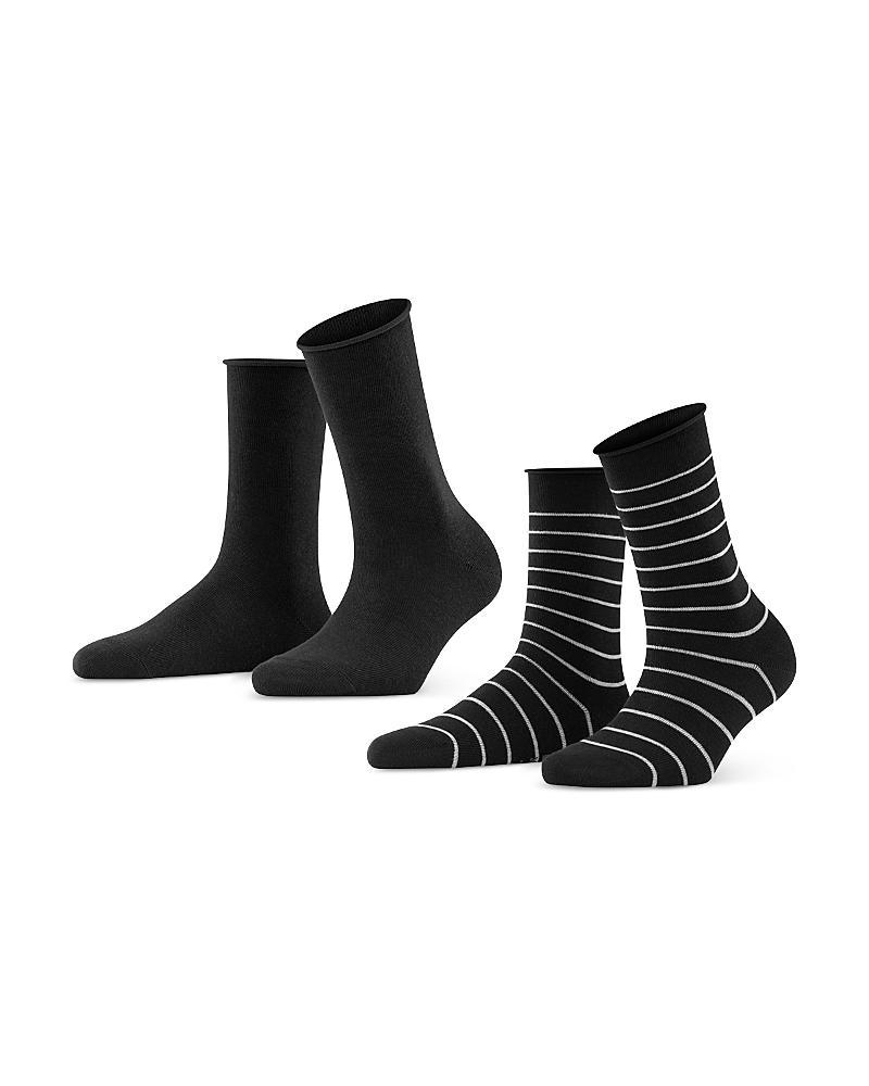 Falke Happy Stripe 2-Pack Cotton Socks (Black) Women's Knee High Socks Shoes Product Image