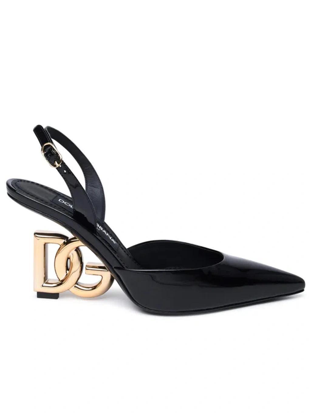 Dg-heel Leather Slingback Pumps In Nero Product Image