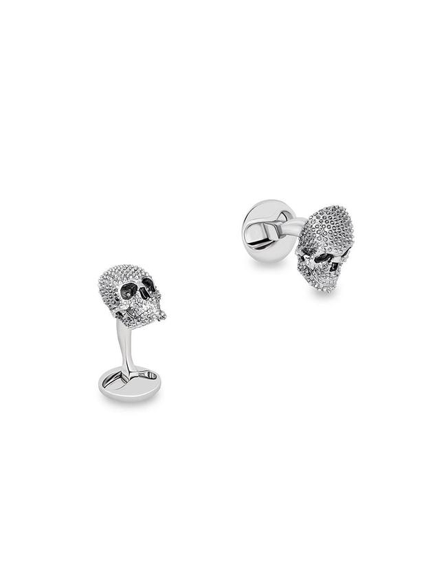 Mens Punks Not Dead Sterling Silver Skull Cufflinks Product Image