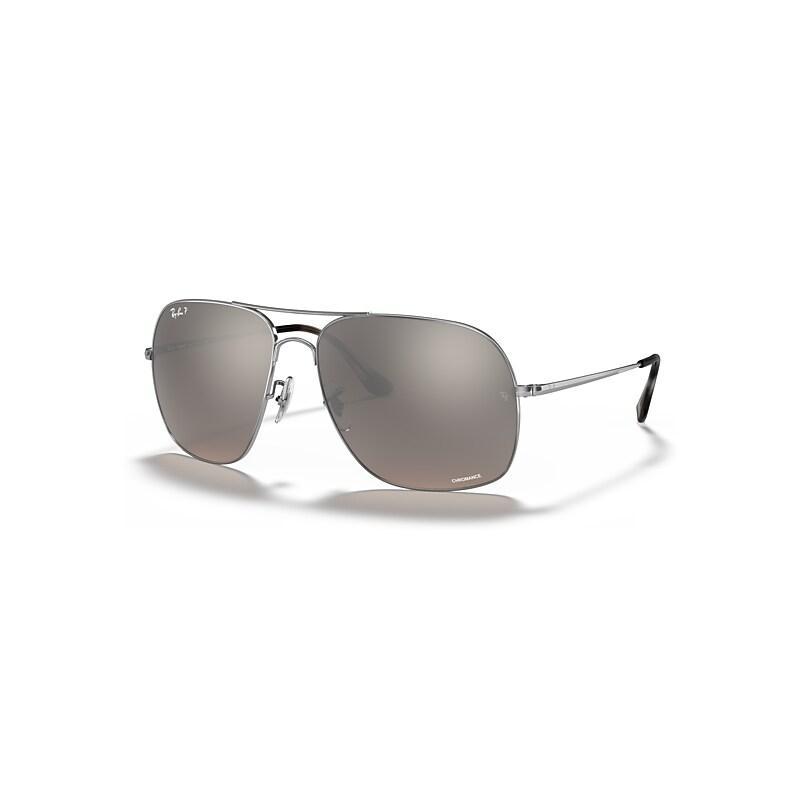 Ray-Ban RB3587CH CHROMANCE Sunglasses Silver frame Silver lenses polarized 61-15 Product Image