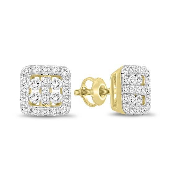 Men's 1/2 CT. T.w. Diamond Square Stud Earrings in 10K Gold Product Image