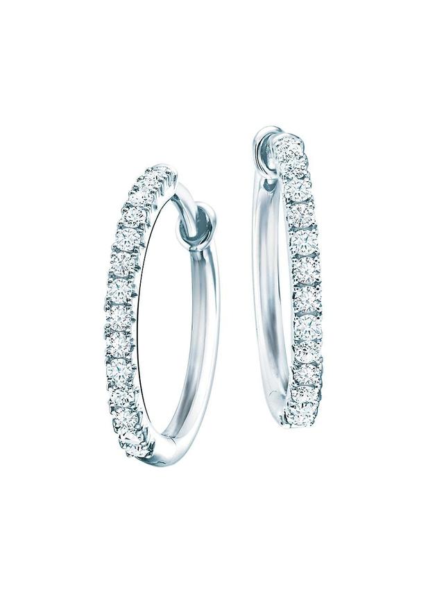 Womens Birks Rose Du Matin 18K White Gold & Diamond Small Hoop Earrings Product Image