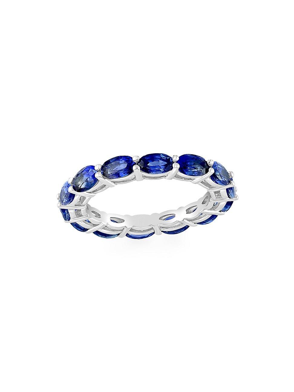 Womens 14K White Gold & Sapphire Ring Product Image