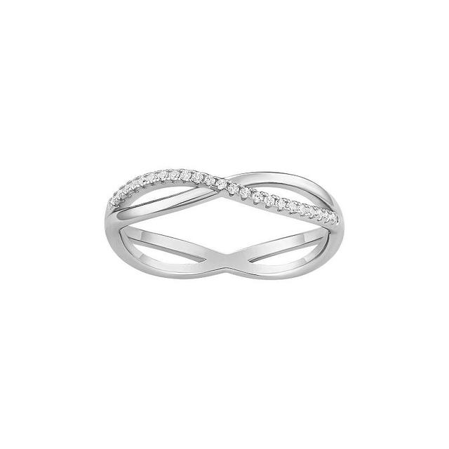 PRIMROSE Sterling Silver Cubic Zirconia Intertwined Band Ring, Womens Sterling Silver White Product Image