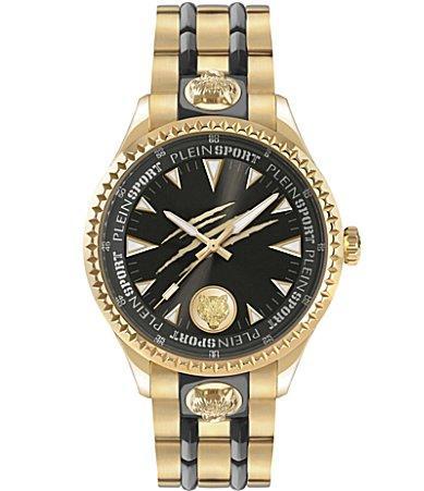 Philipp Plein Mens Lineman Black Dial Analog Two Tone Stainless Steel Bracelet Watch Product Image