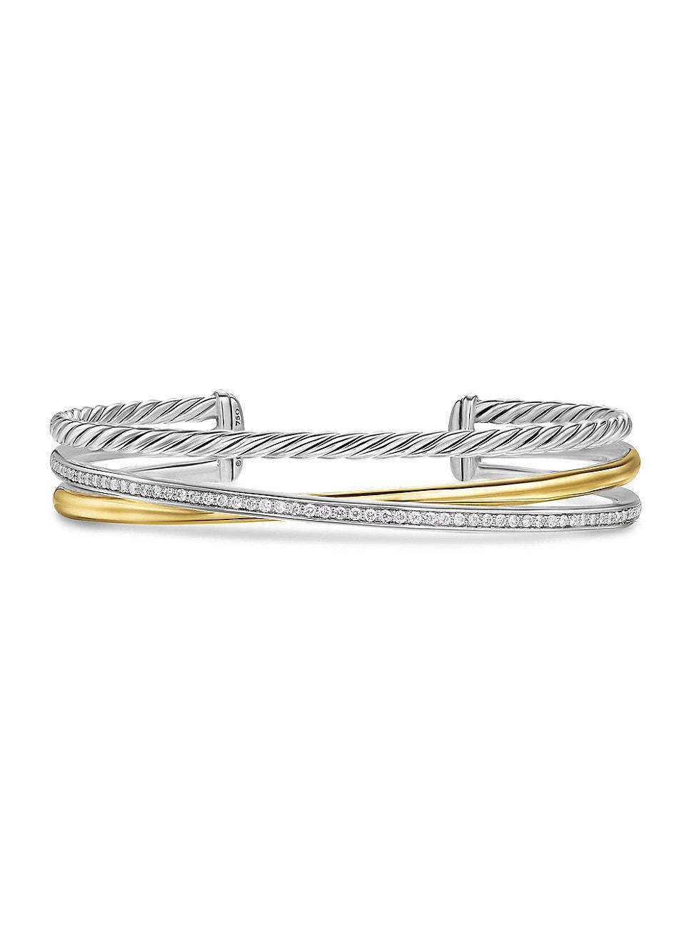 Womens Crossover Three Row Bracelet in Sterling Silver Product Image