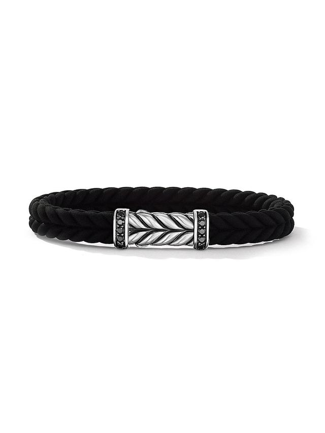 Mens Chevron Black Rubber Bracelet with Pav Black Diamonds Product Image