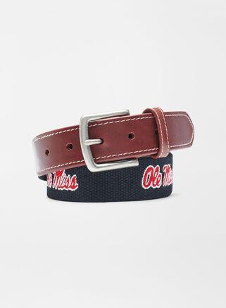 Peter Millar Mens Ole Miss Rebels Belt | Color: Black | Size: 32 Product Image