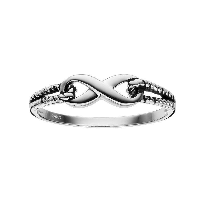 Sterling Silver Infinity Ring, Womens, Grey Product Image