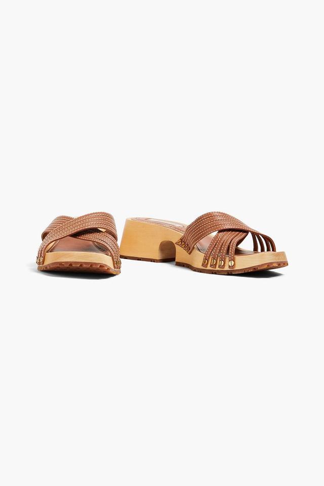 Leather Mules In Tan Product Image