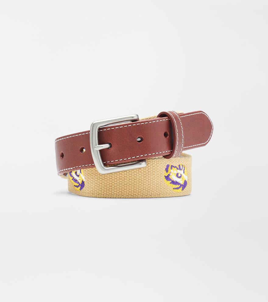 Peter Millar Mens LSU Belt | Color: Khaki | Size: 44 Product Image