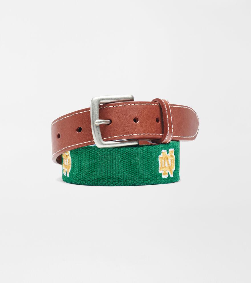 Peter Millar Mens Notre Dame Belt | Color: Erin Green | Size: 42 | ND Product Image