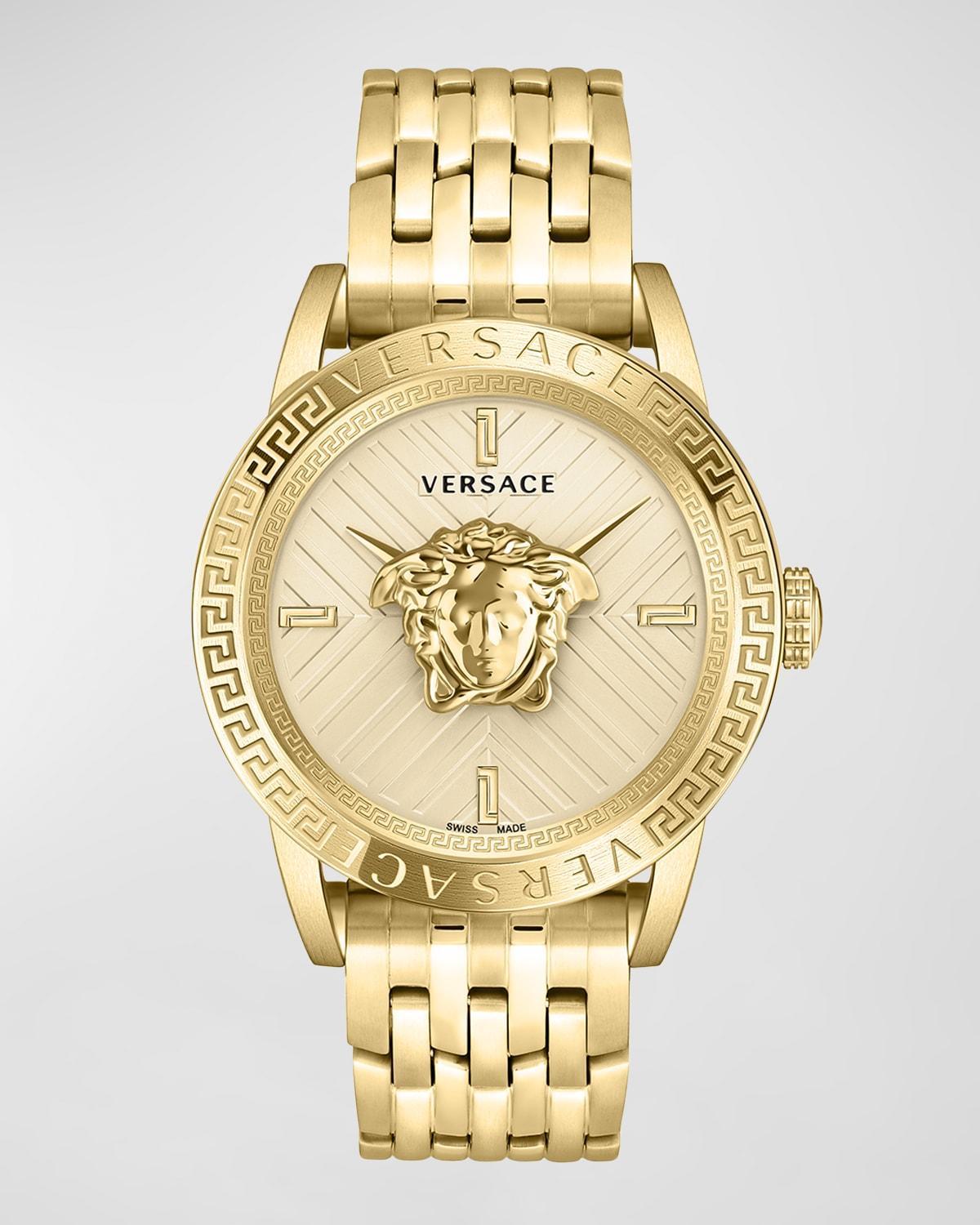 Versace Mens V-Code Quartz Analog Gold Stainless Steel Bracelet Watch Product Image