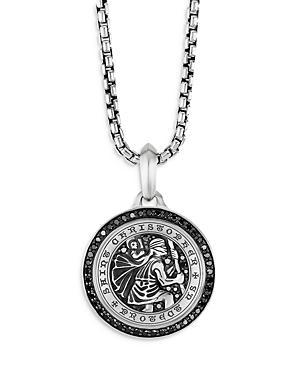 Mens St. Christopher Amulet with Pav Black Diamonds Product Image