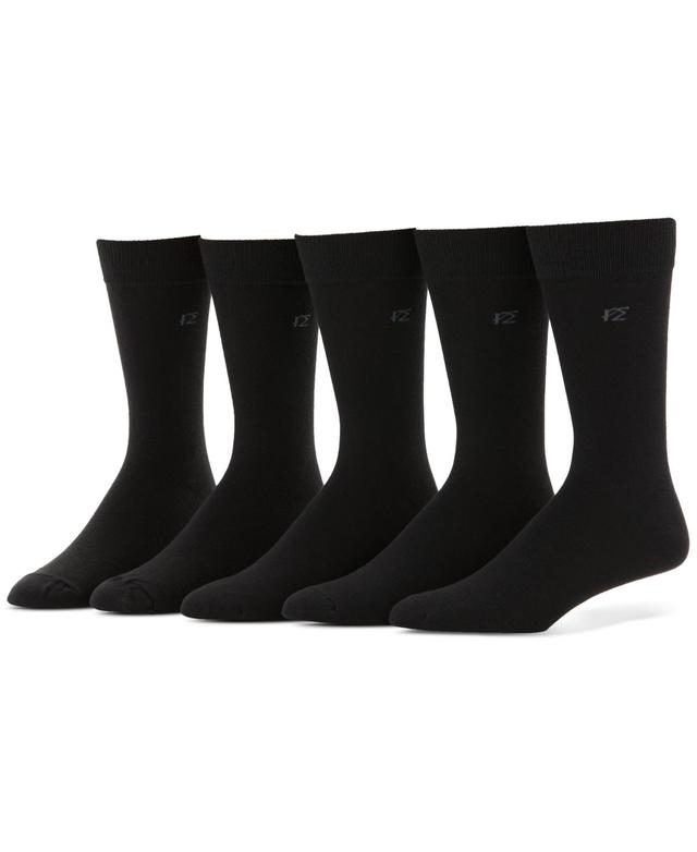 Perry Ellis Mens Flat-Knit Stretch Script Logo Crew Socks, Pack of 5 Product Image