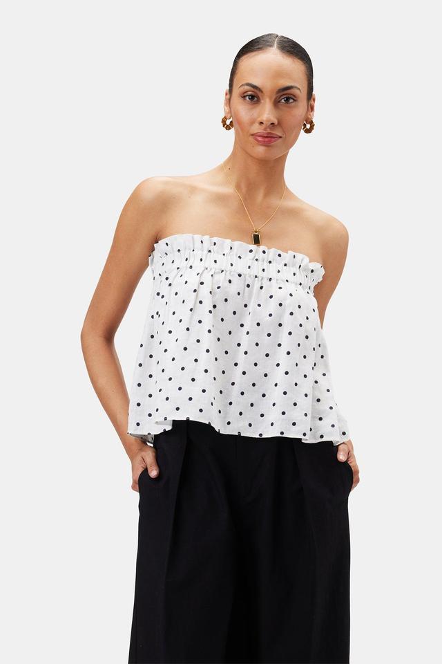 Lilly Pilly Pippa Organic Linen Top - Polka Dots Product Image