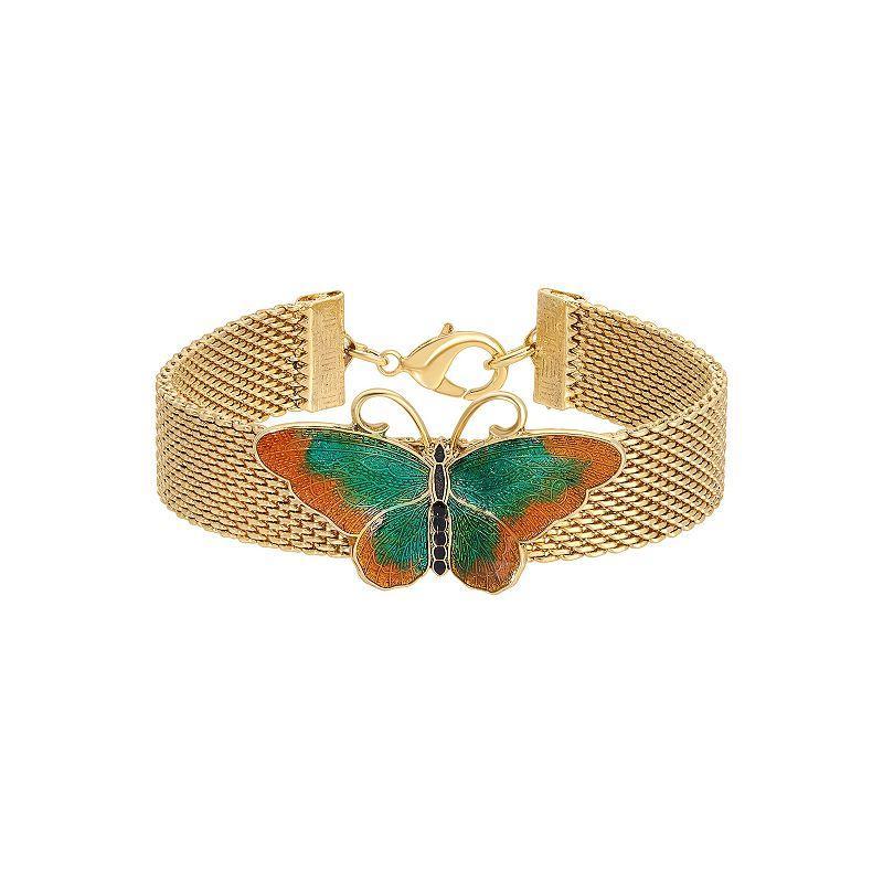 1928 Gold Tone Butterfly Bracelet, Womens, Green Product Image