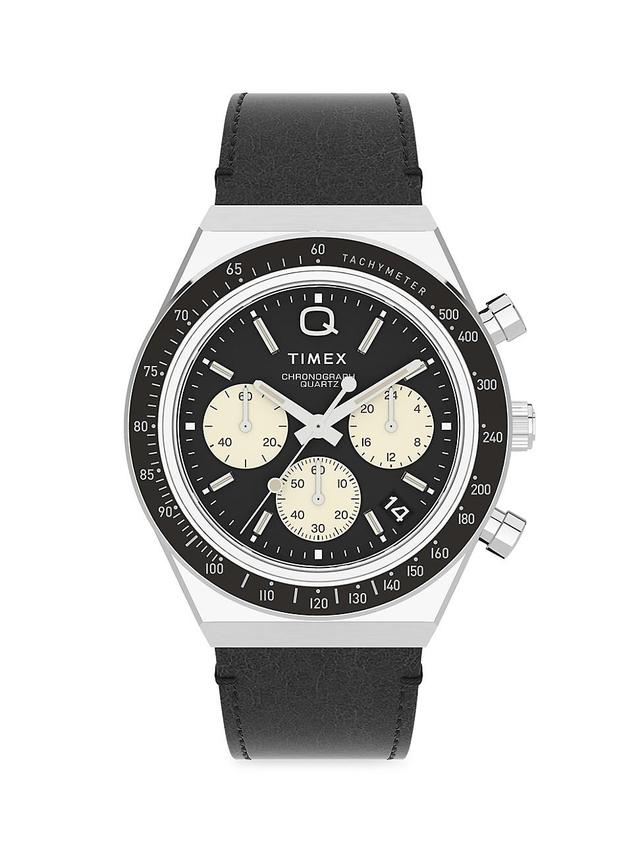 Timex Q Timex Chronograph Leather Strap Watch, 40mm Product Image