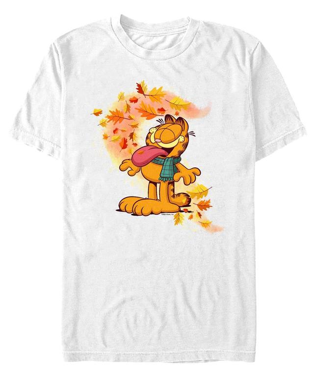 Fifth Sun Mens Garfield Autumn Leaves Short Sleeves T-shirt Product Image