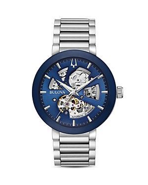 Bulova Futuro Mens Automatic Silver Tone Stainless Steel Bracelet Watch 96a204, One Size Product Image