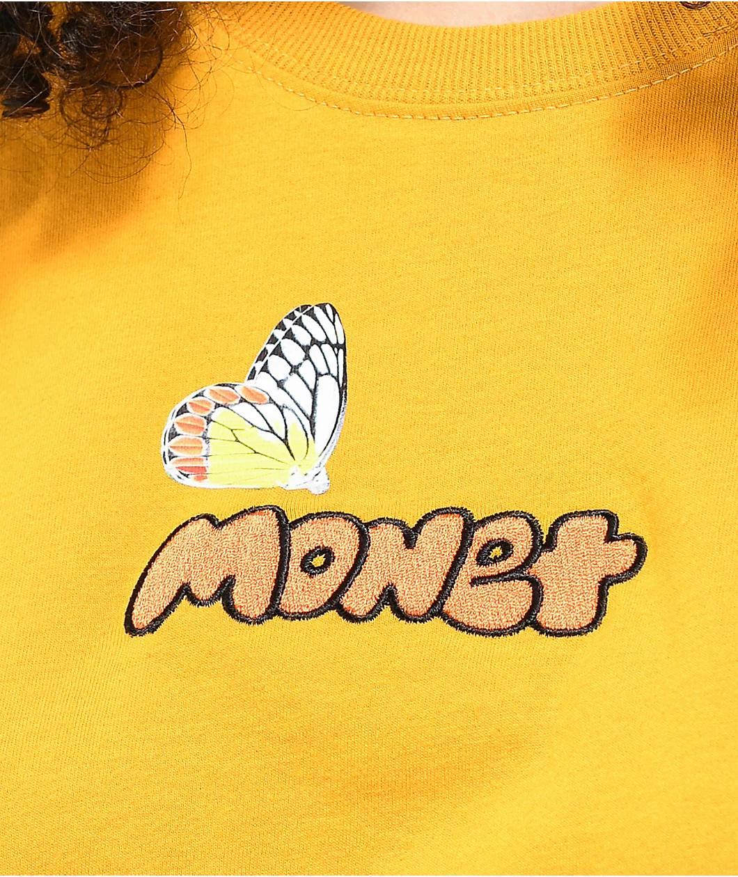 Monet Skateboards Bea Butterfly Yellow Crop T-Shirt Product Image