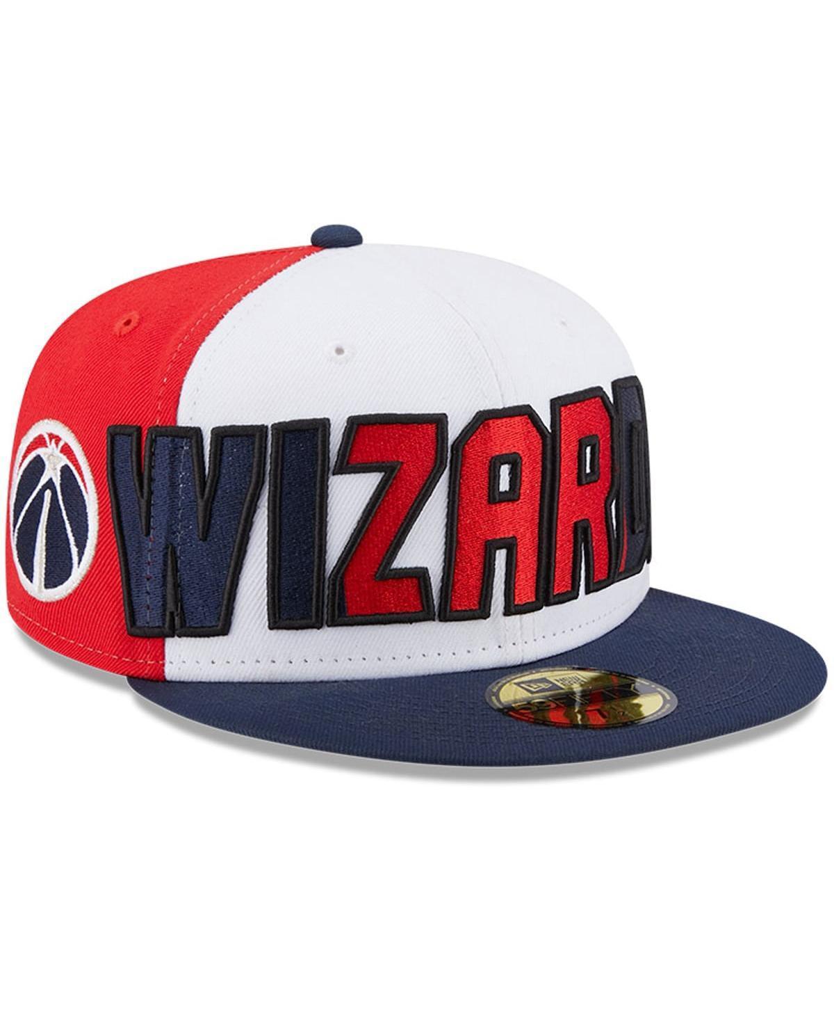 Mens New Era White/Navy Washington Wizards Back Half 9FIFTY Fitted Hat Product Image