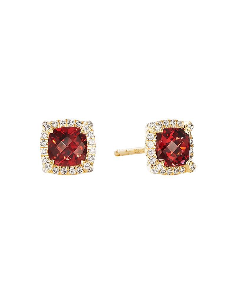 Womens Petite Chatelaine Pav Bezel Stud Earrings in 18K Yellow Gold with Diamonds Product Image